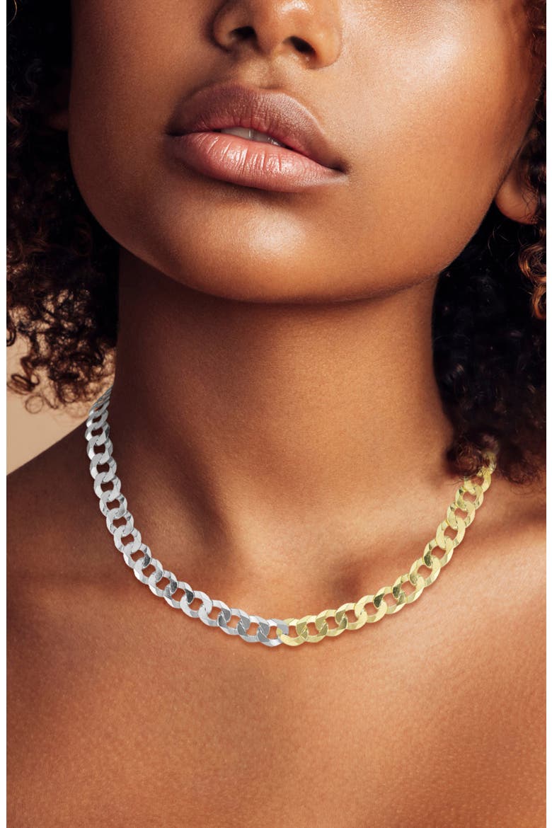 Two Tone Sterling Silver Curb Necklace, Alternate, color, TWO TONE