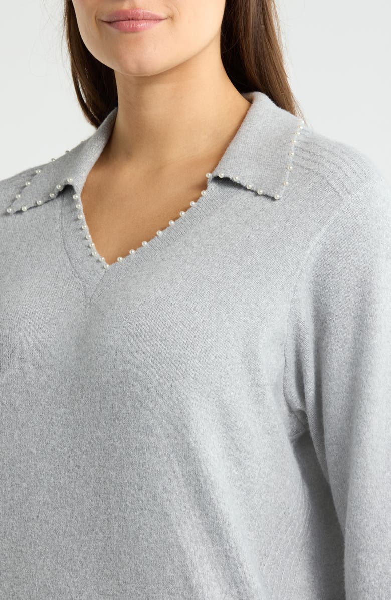Wit & Wisdom Collar Sweater, Alternate, color, Heather Grey