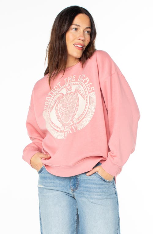 Roxy Morning Hike Oversize Fleece Graphic Sweatshirt In Pink