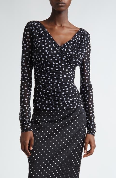 Polka Dot Ruched Tulle Top