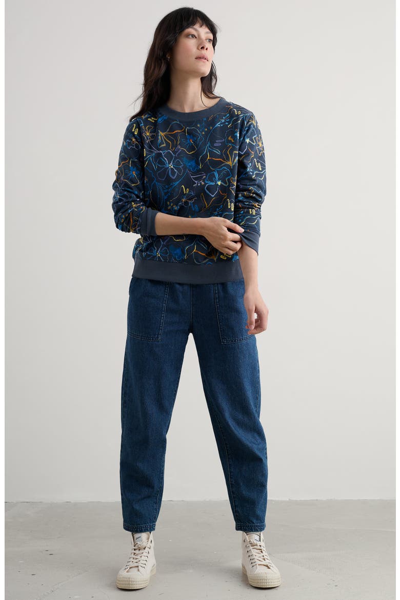 Bright Wave Organic Cotton Sweatshirt, Alternate, color, DRAWN FLORAL MARITIME