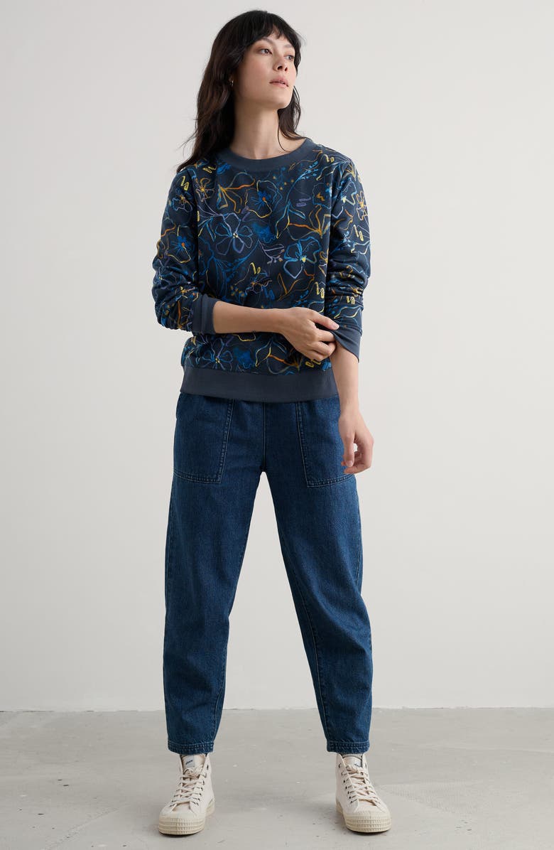 Seasalt Cornwall Bright Wave Organic Cotton Sweatshirt, Alternate, color, Drawn Floral Maritime