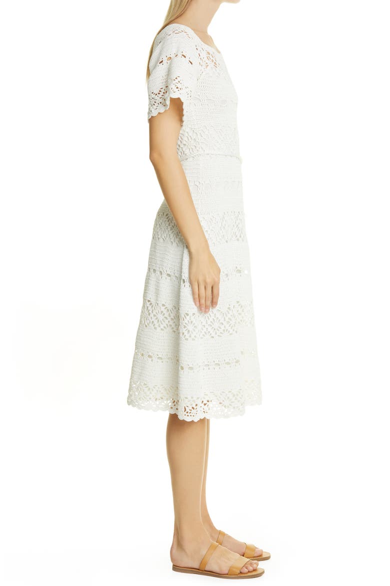 Cassia Crochet Midi Dress, Alternate, color, IVORY