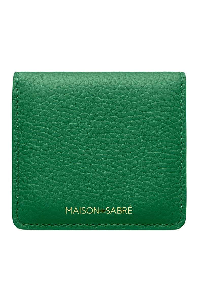 MAISON de SABRÉ Leather Compact Mirror, Main, color, Emerald Lily