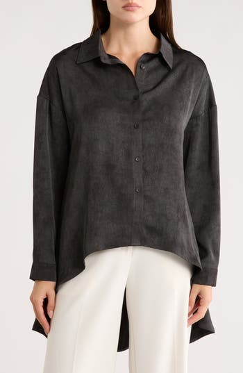 Patrizia Luca High-low Tunic Shirt In Black