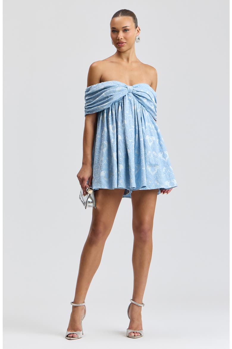 Floral Jacquard Off the Shoulder Minidress, Alternate, color, WINTER BLUE