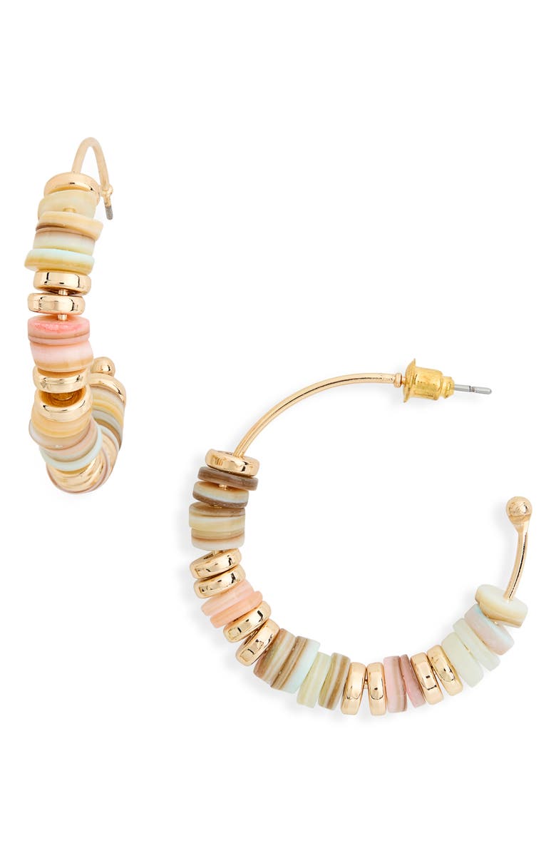 NORDSTROM RACK Heshi Beaded Hoop Earrings, Main, color, Pastel Multi- Gold