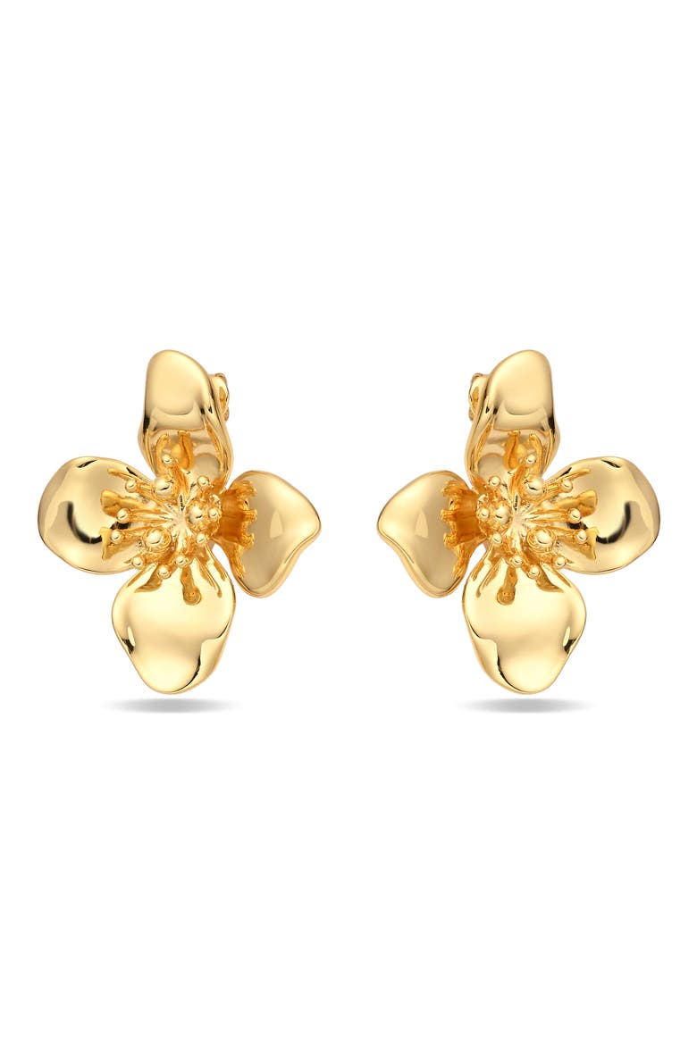 Amara Bloom Stud Earrings, Alternate, color, GOLD