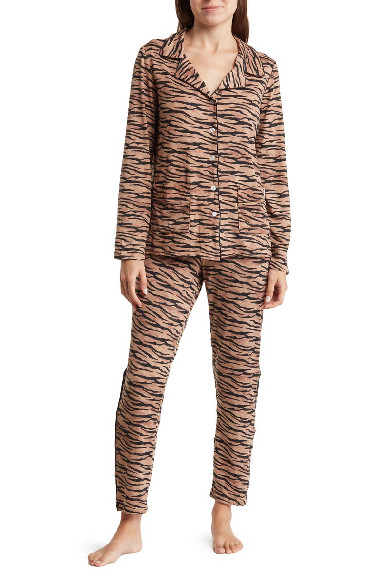 Nine West Yummy Jersey Long Sleeve Top & Pants Pajamas, Main, color,
