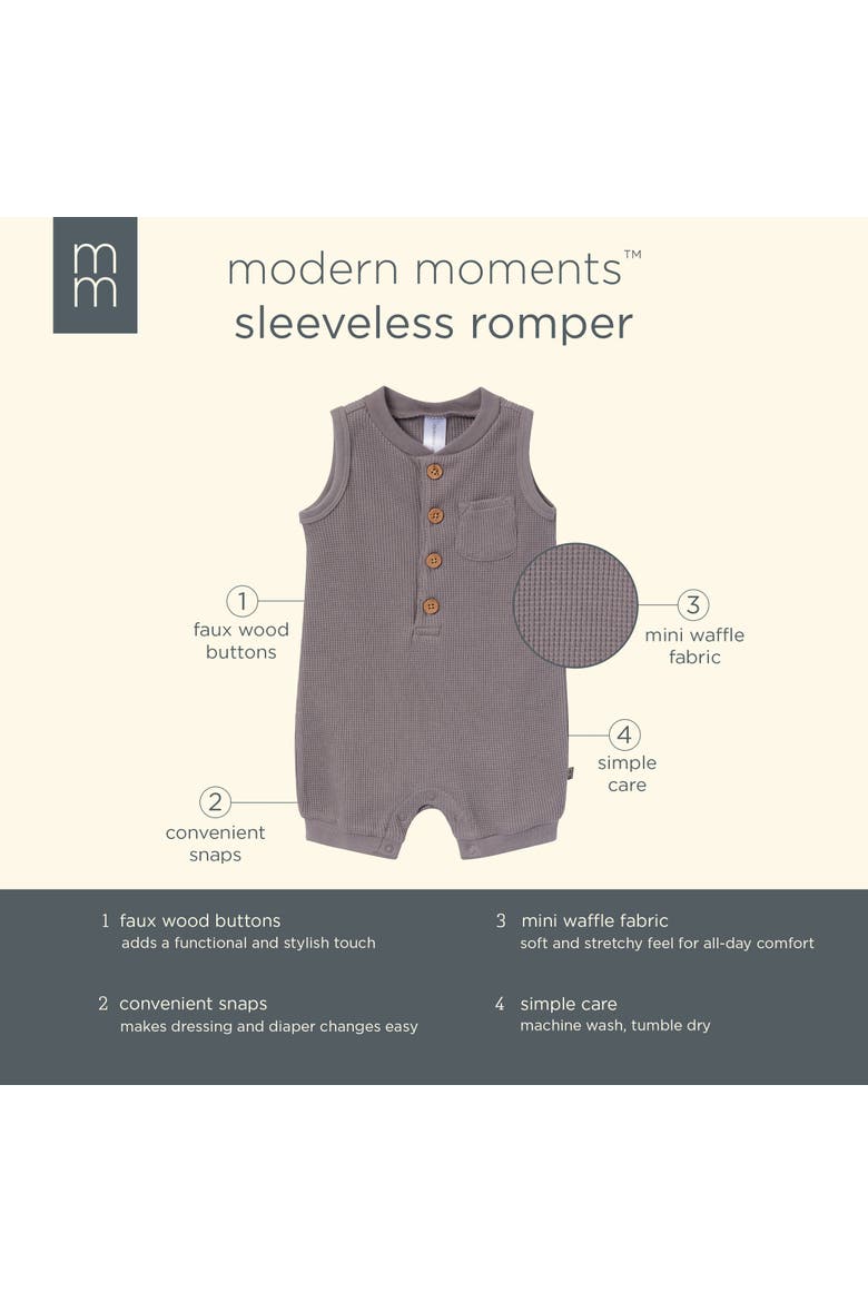 Baby Boys Medium Grey Sleeveless Romper, Alternate, color, Grey