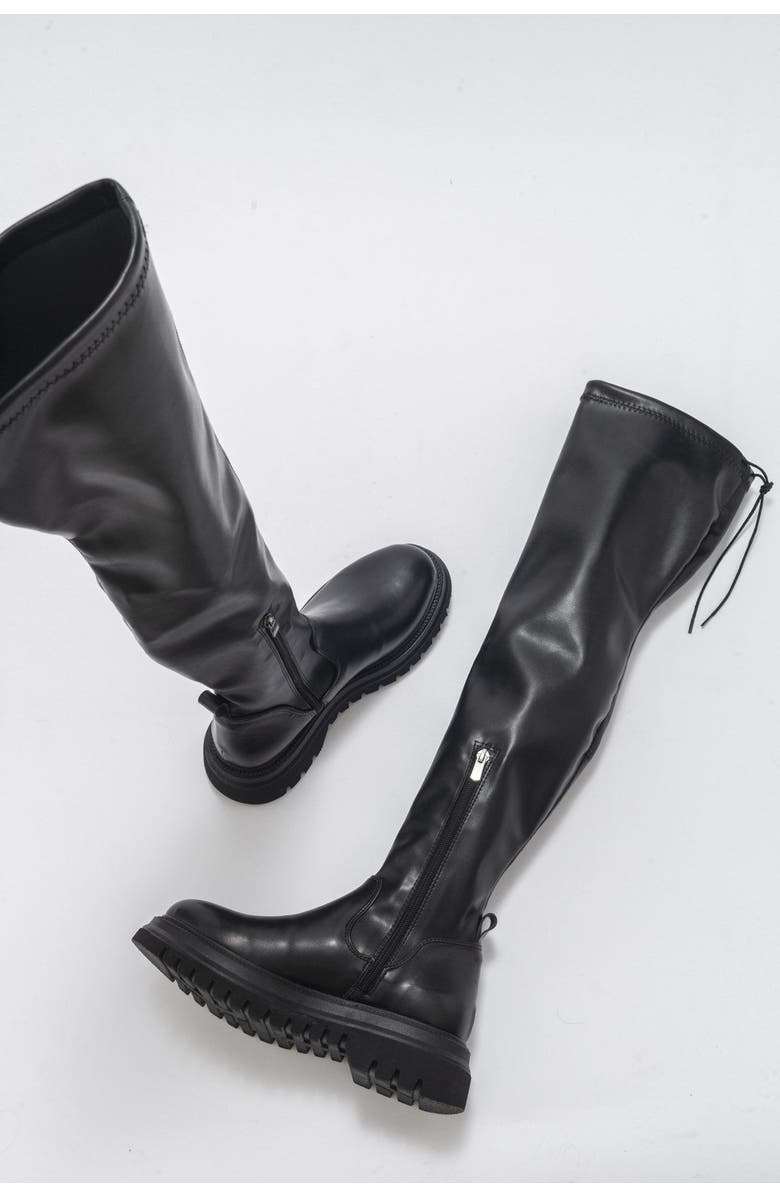 Prologue Shoes Chip Knee Over Boot, Alternate, color, Black Faux Leather