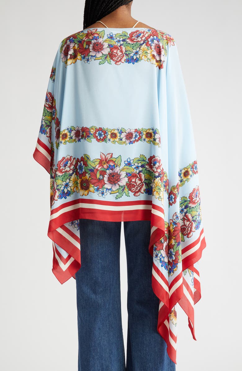 Etro Placed Floral Print Silk Poncho, Alternate, color,
