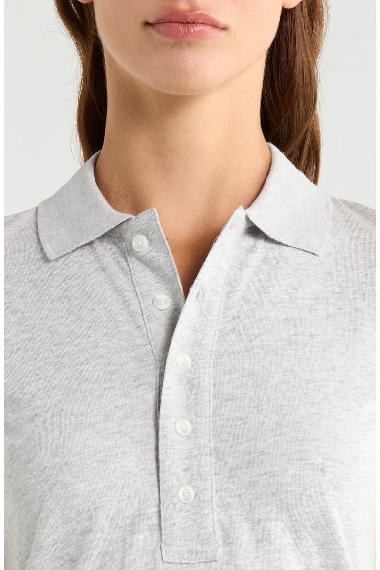 Worn In Crop Cotton Jersey Polo, Alternate, color, LIGHT HEATHER GREY