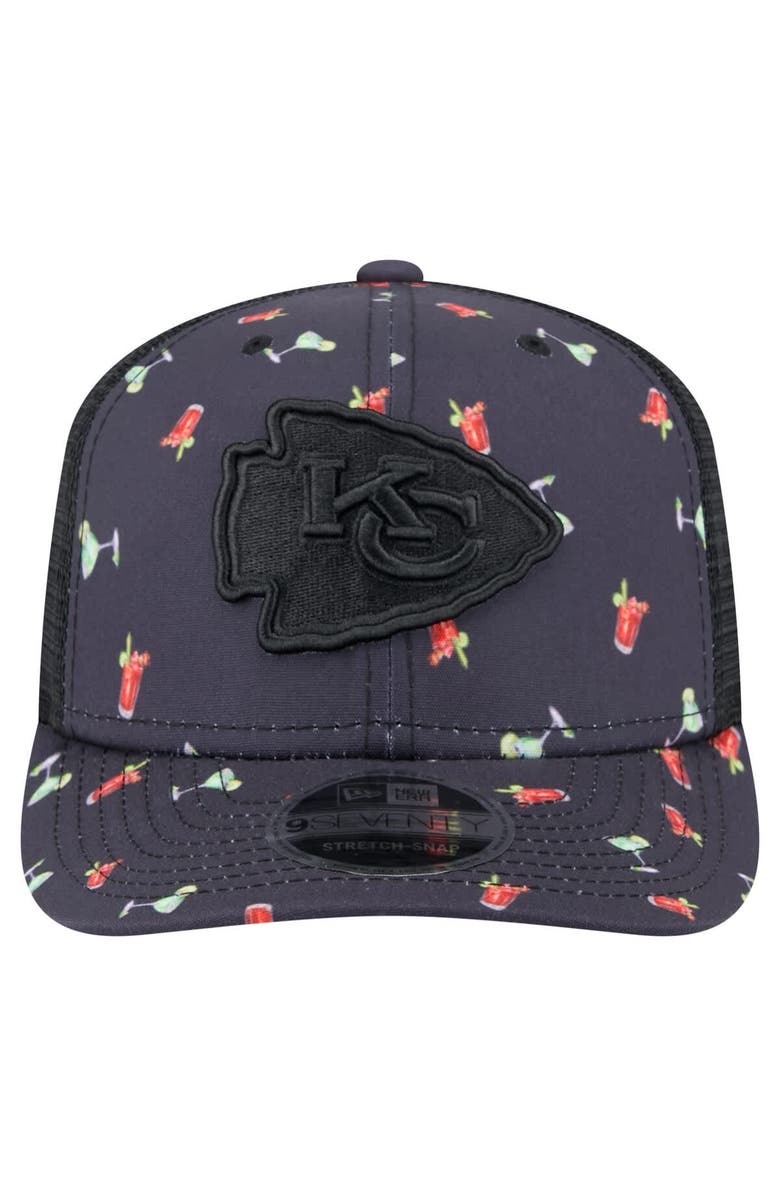 New Era Men's New Era Navy/Black Kansas City Chiefs Adventure Drinks Pattern 9SEVENTY Stretch-Snap Hat, Alternate, color, Navy