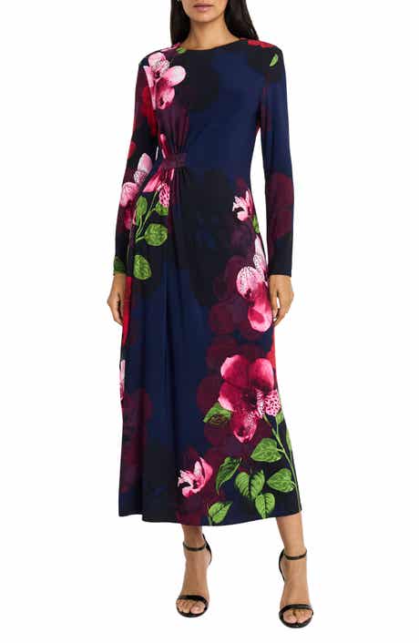 Floral Print Long Sleeve Maxi Dress