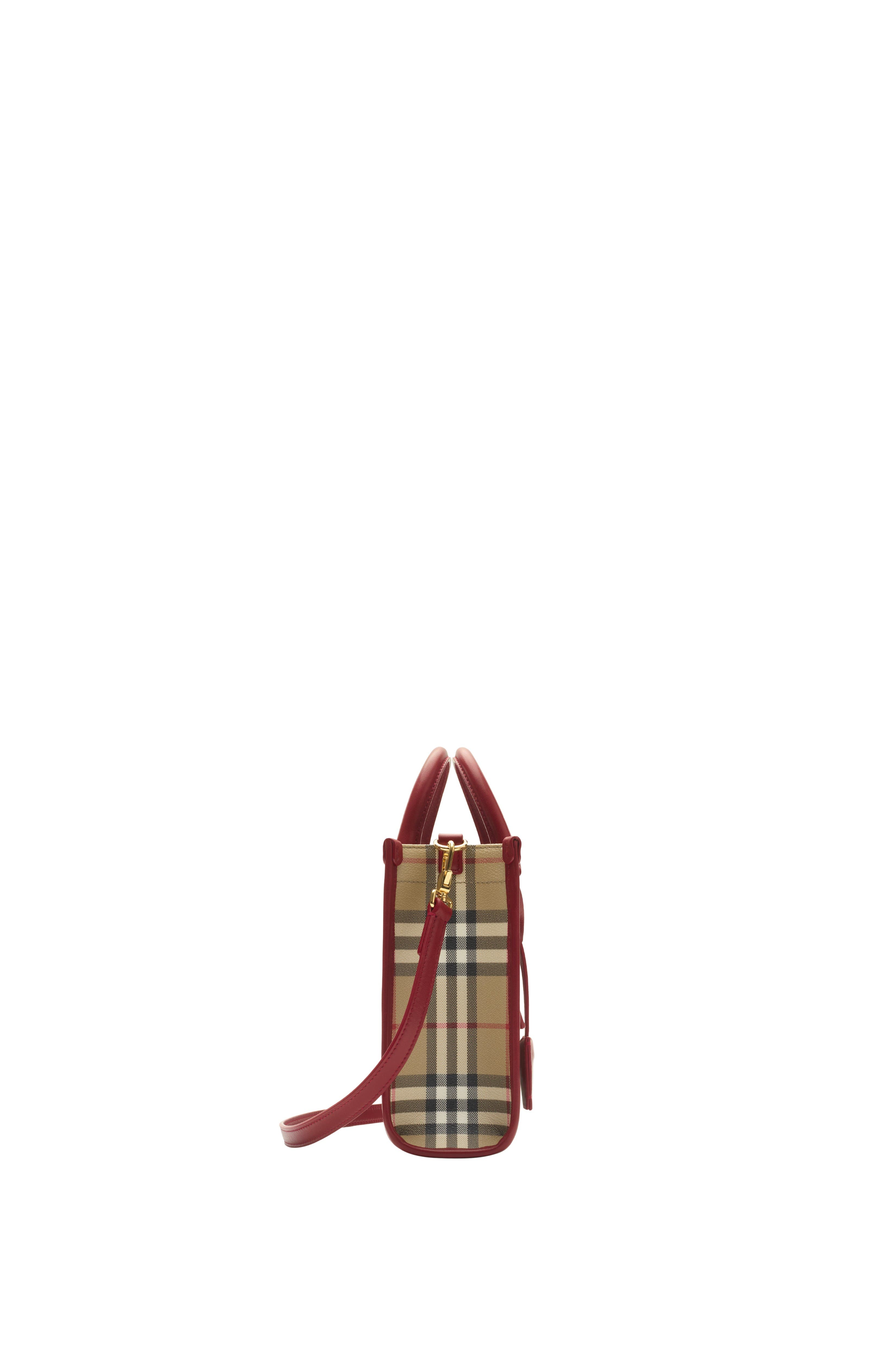 Burberry Mini Freya Tote, Alternate, color, Archive Beige/Ruby Red