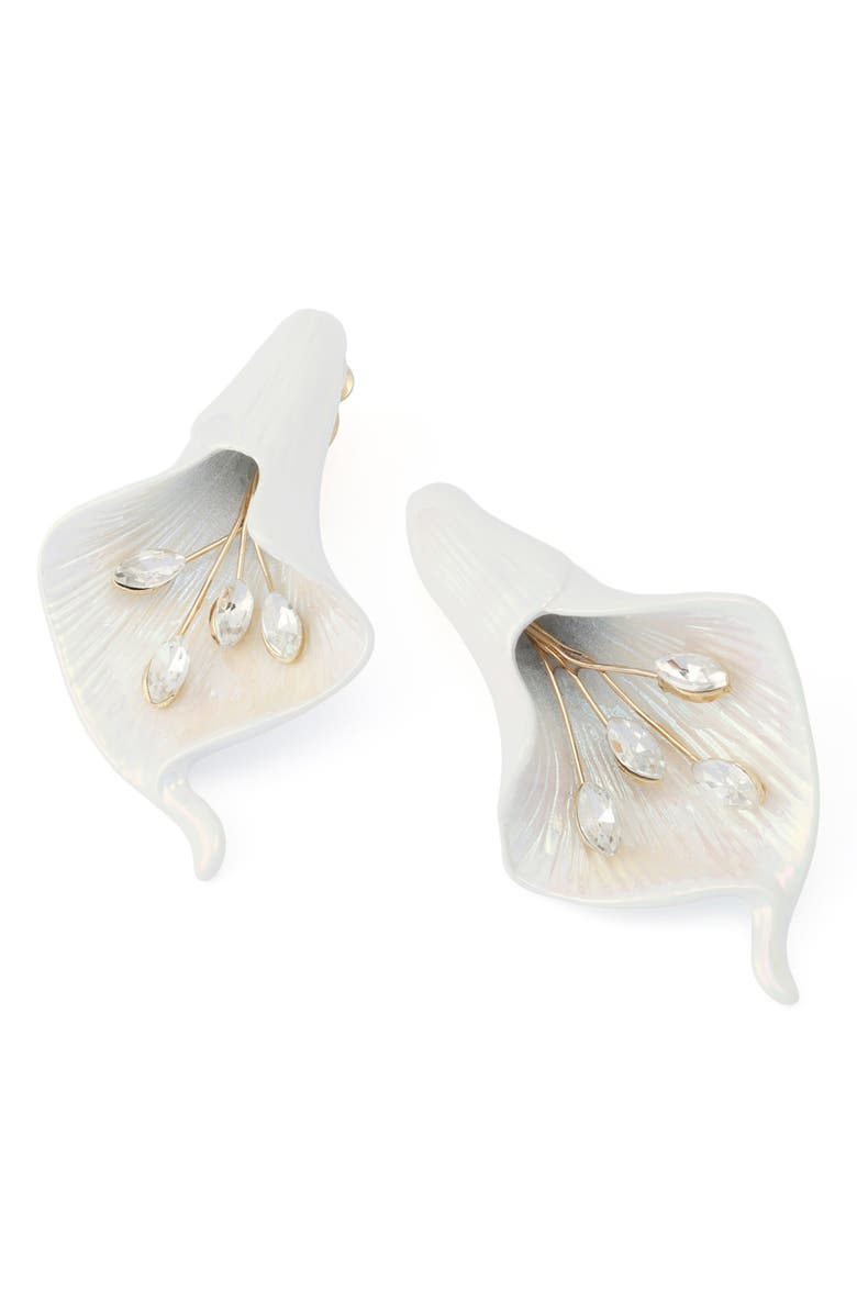 Betsey Johnson Calla Lily Clip-On Earrings, Alternate, color,