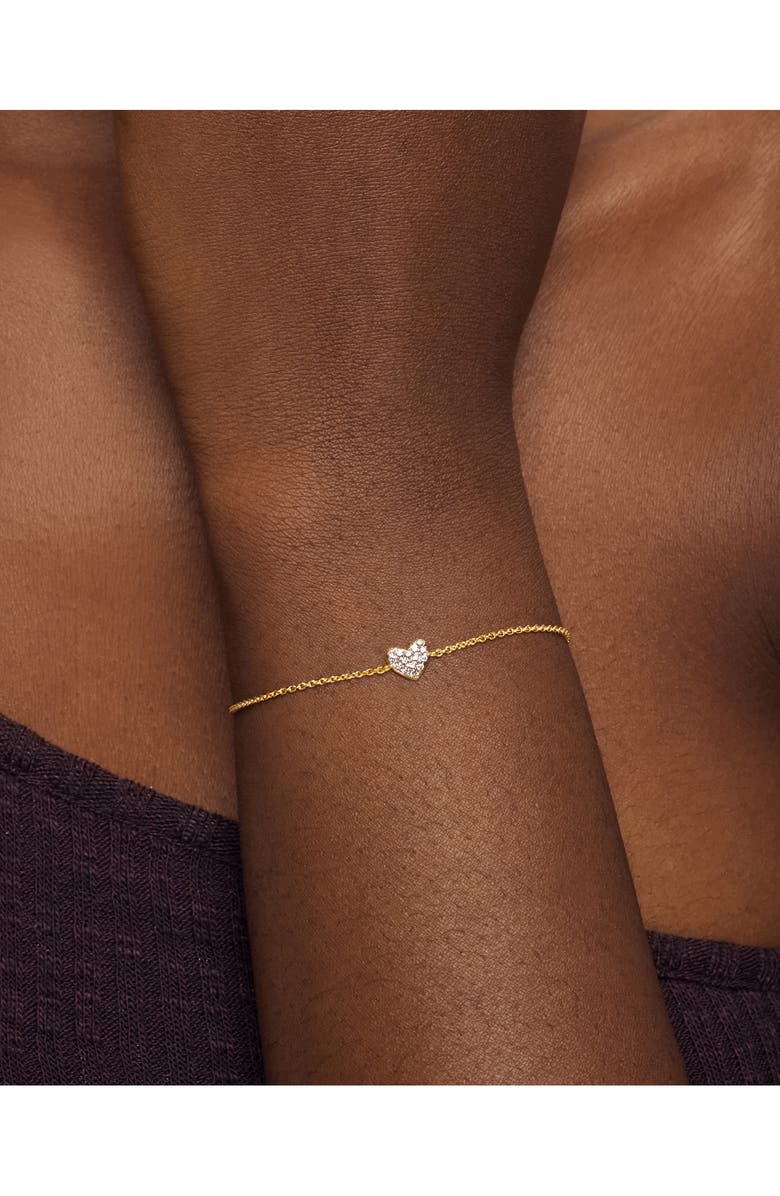 Monica Vinader Lab-Created Diamond Heart Charm Bracelet, Alternate, color, 18K Gold Vermeil