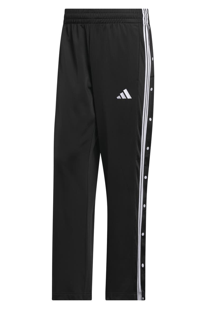 Essentials 3-Stripes Snap Track Pants, Alternate, color, BLACK/ WHITE