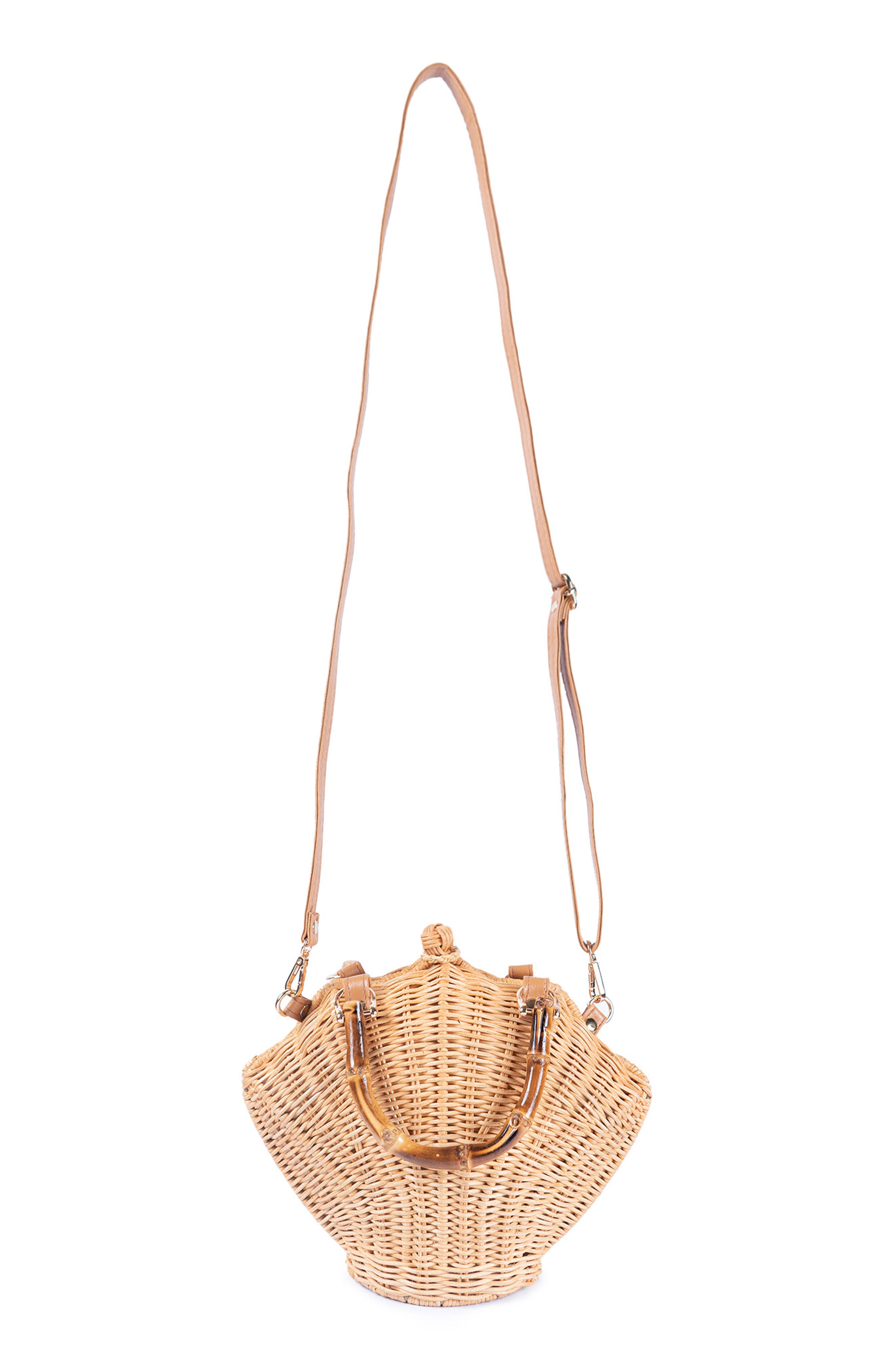 Jelavu Shelly Handwoven Rattan Seashell Bag, Alternate, color, 