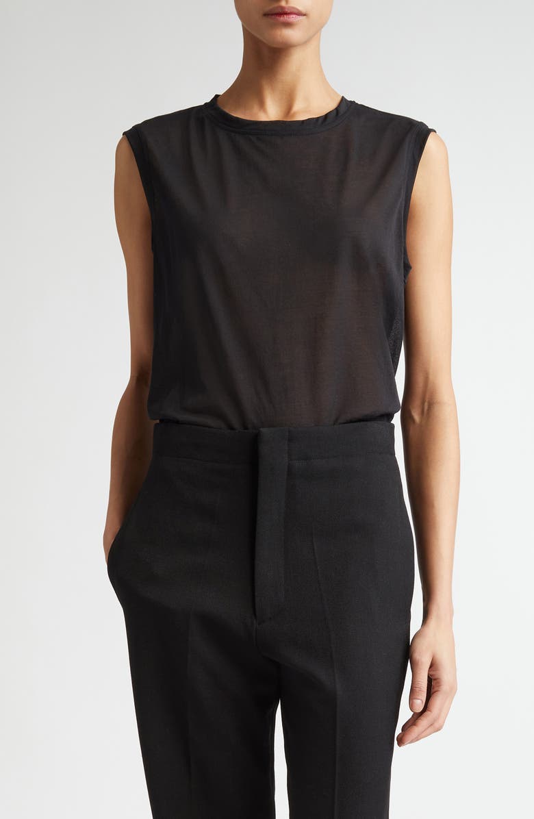 Victoria Beckham Cotton Blend Crepe Muscle Tank, Main, color, 