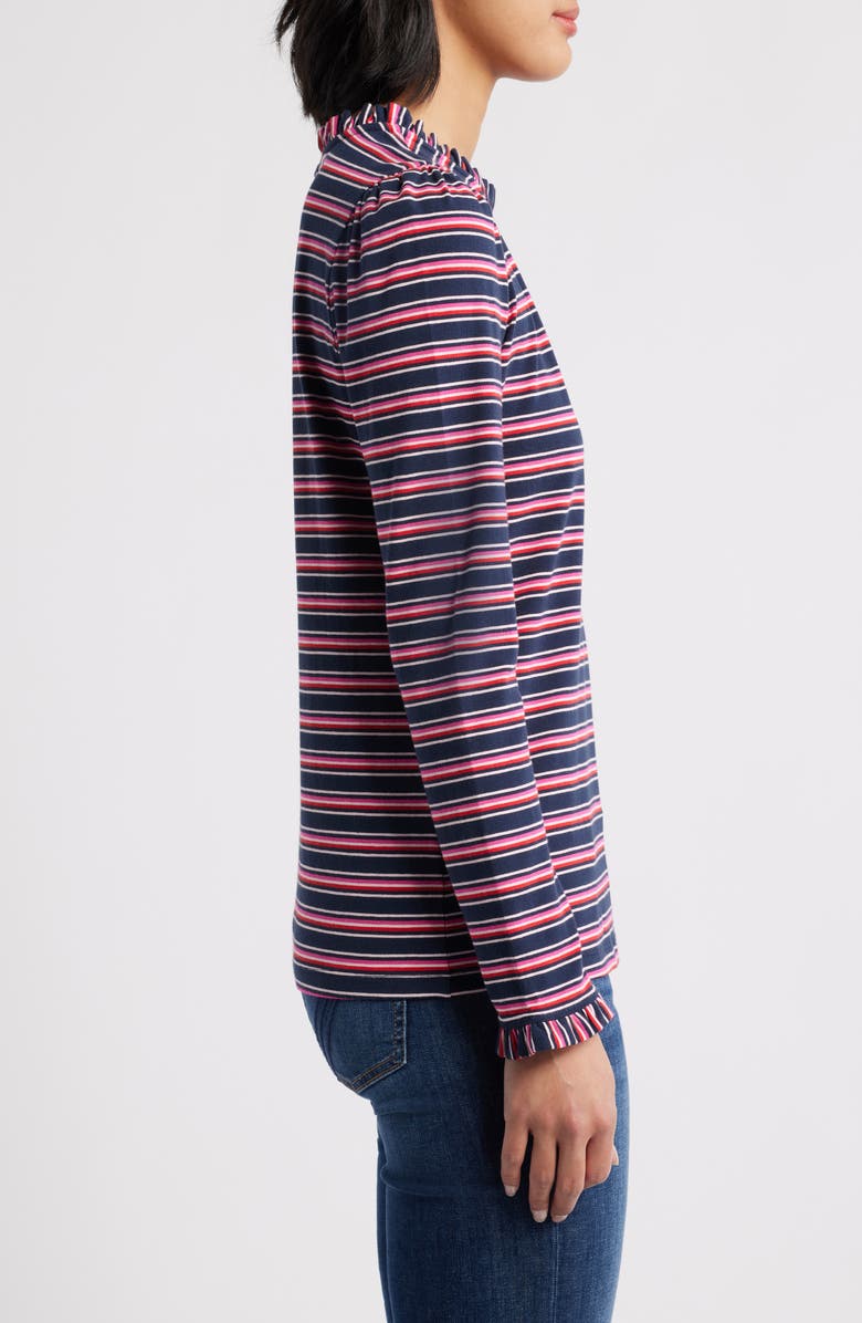 Caslon<sup>®</sup> Ruffle Detail Top, Alternate, color, Navy- Pink Alli Stripe