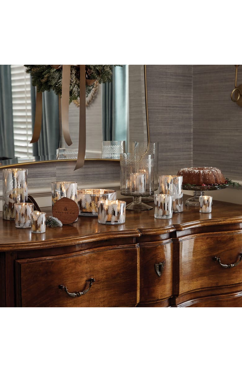Thymes Frasier Fir Statement Three-Wick Candle, Alternate, color, Silver