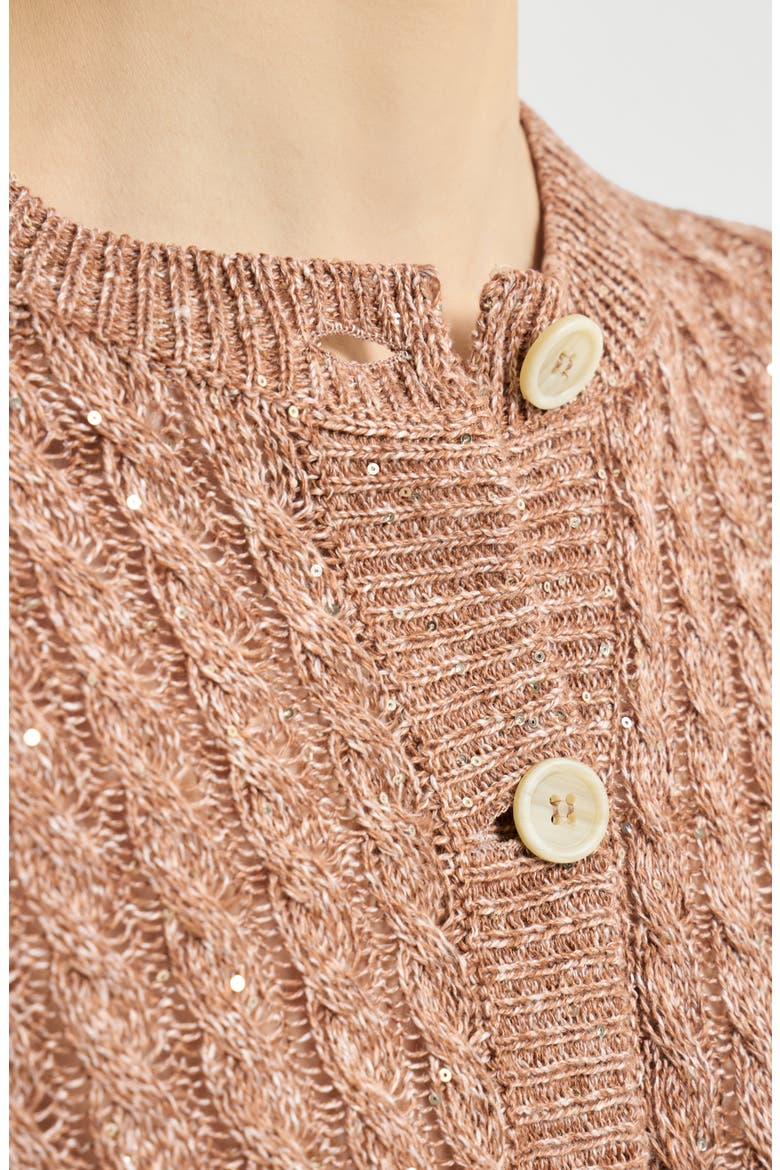 Dazzling cable cardigan, Alternate, color, Brown