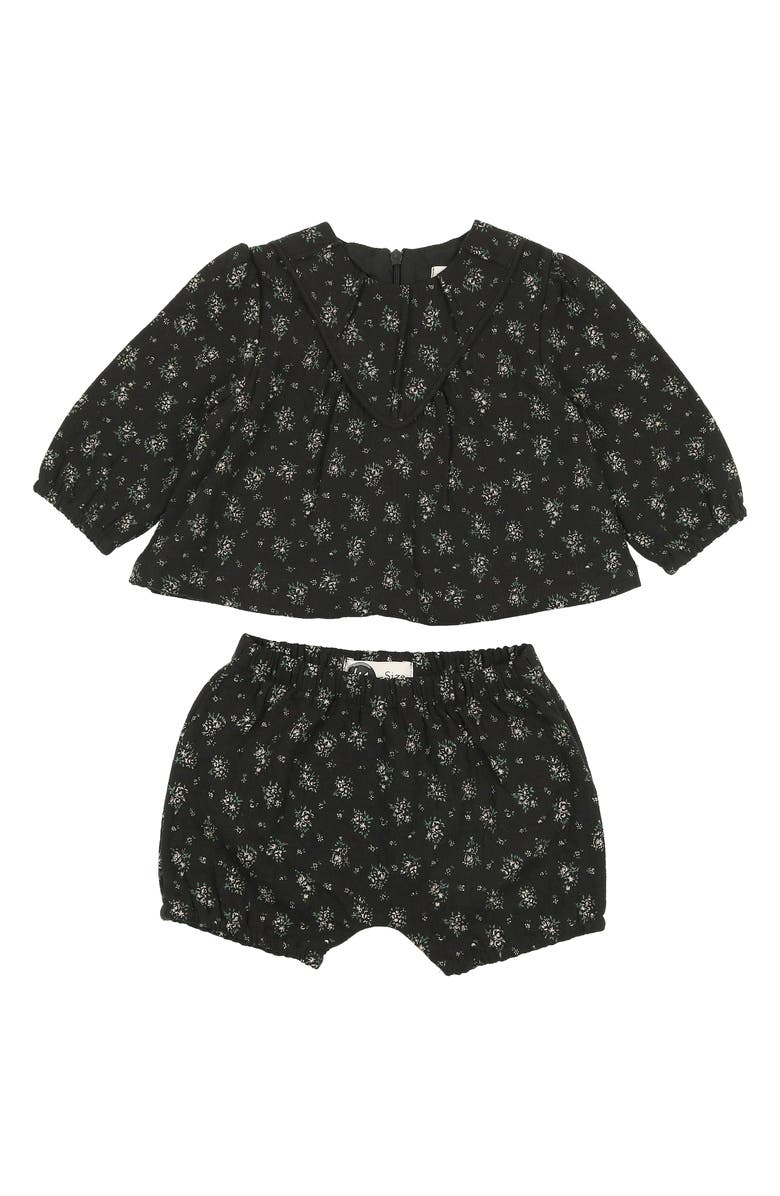 Manière Kids' Forest Top & Bubble Shorts Set, Main, color, Black