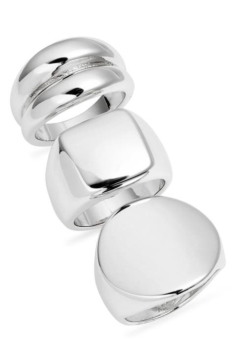 Set of 3 Polished Signet Rings