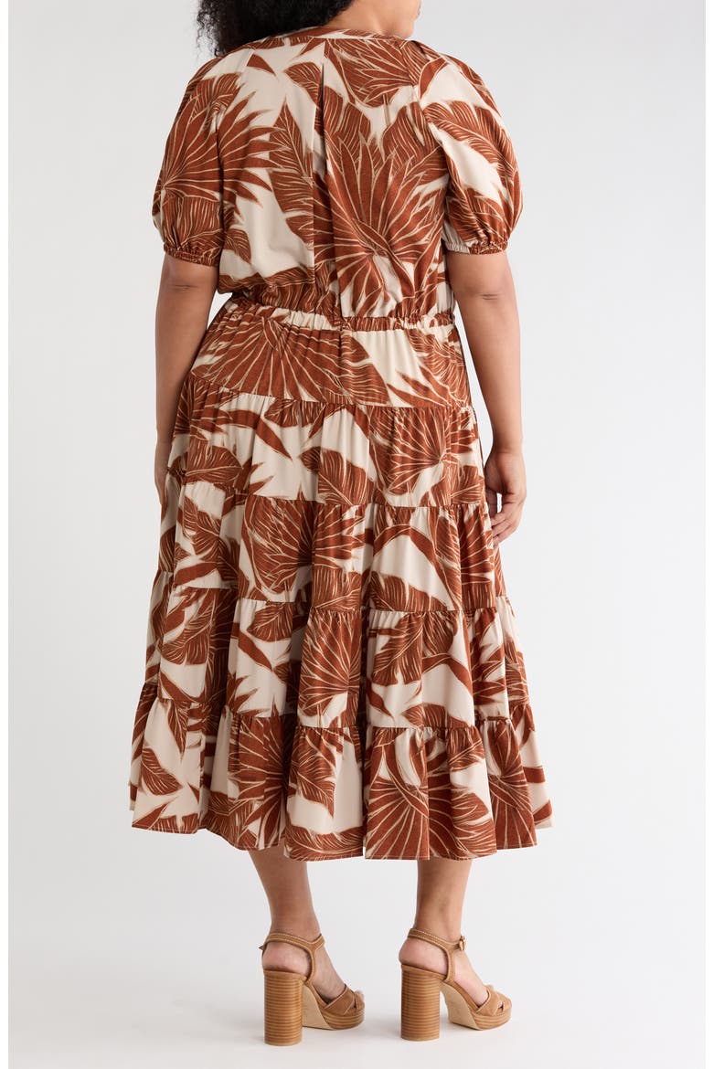 Short Sleeve Floral Midi Dress, Alternate, color, LATTE MULT