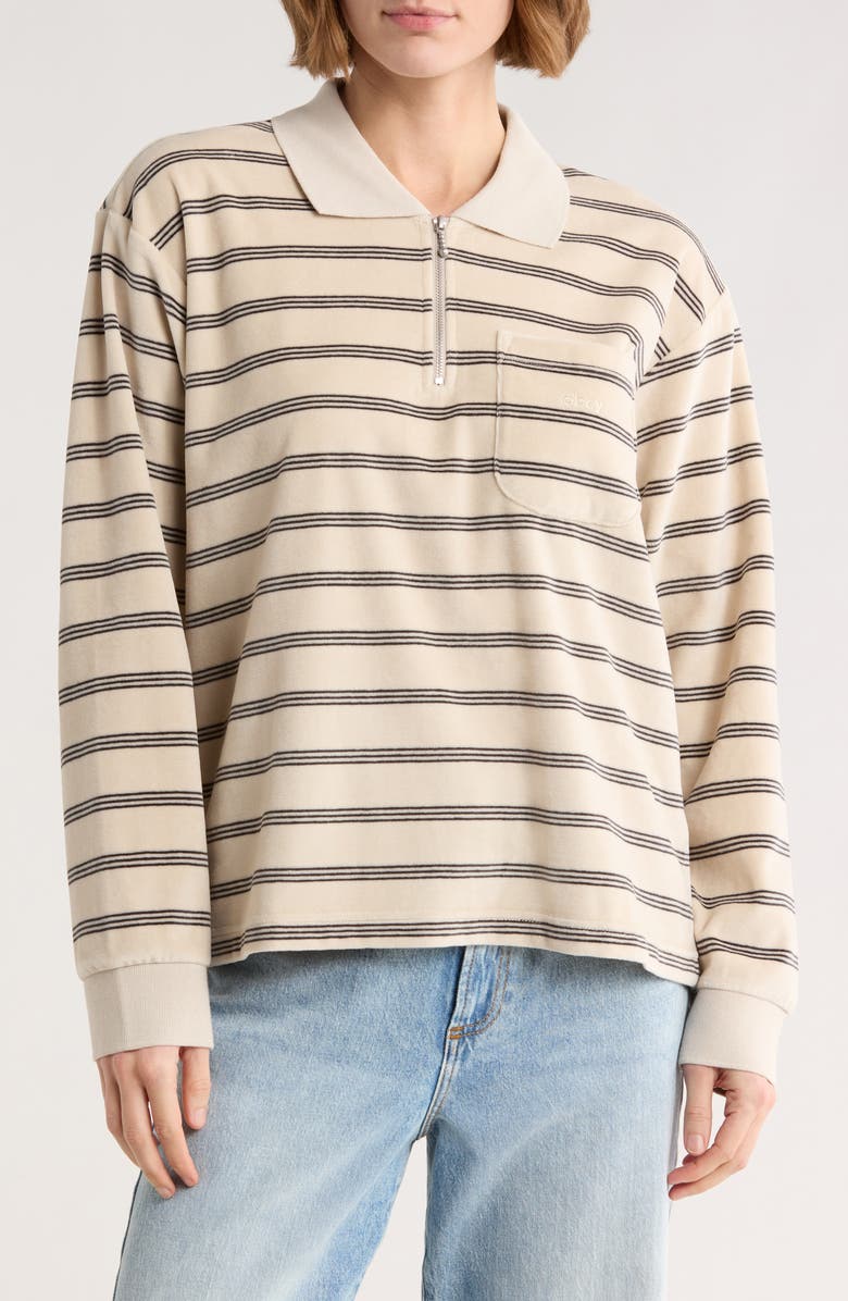 Obey Laurel Stripe Long Sleeve Polo, Main, color, Cement Multi