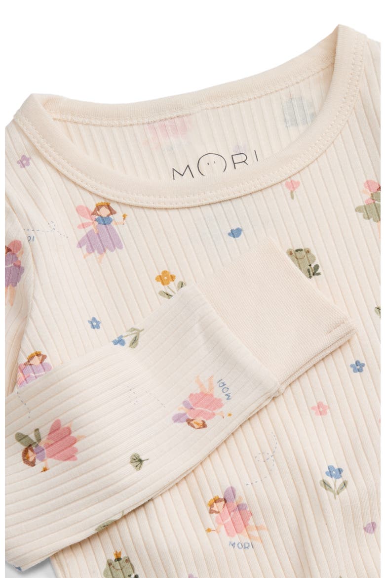 Ribbed Print Pyjama Set, Alternate, color, Gardenia & Fairy Orchard