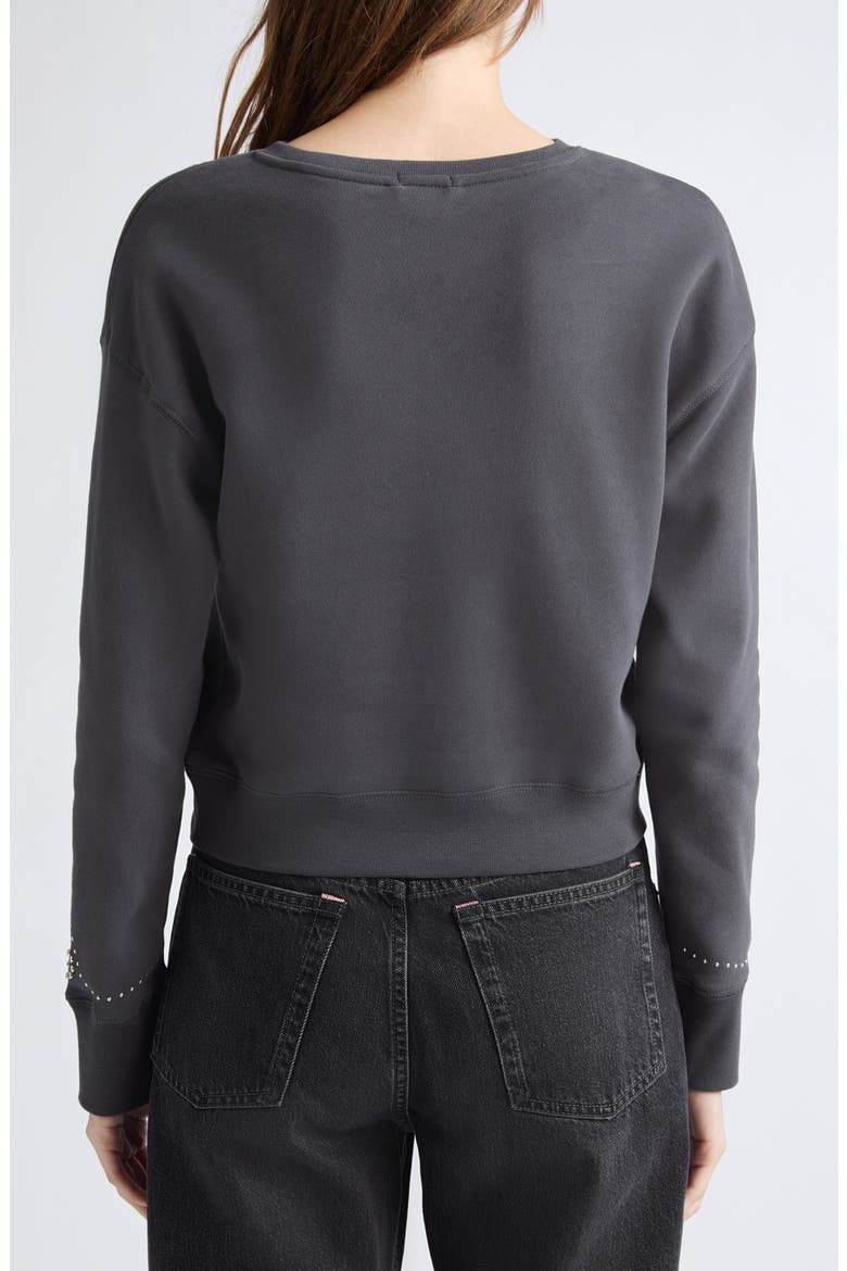 Silver Stud Cotton Fleece Sweatshirt, Alternate, color, BLACK