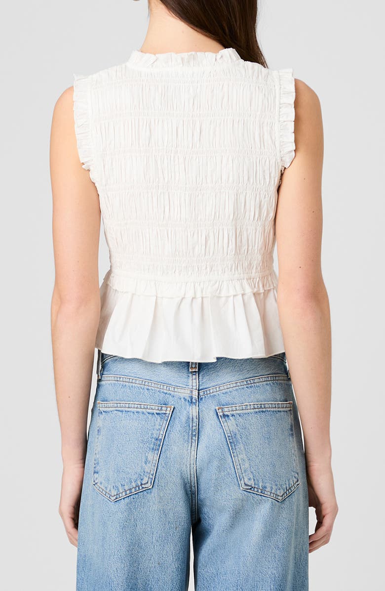 French Connection Rhodes Ruffle Smocked Peplum Cotton Poplin Top, Alternate, color, Summer White