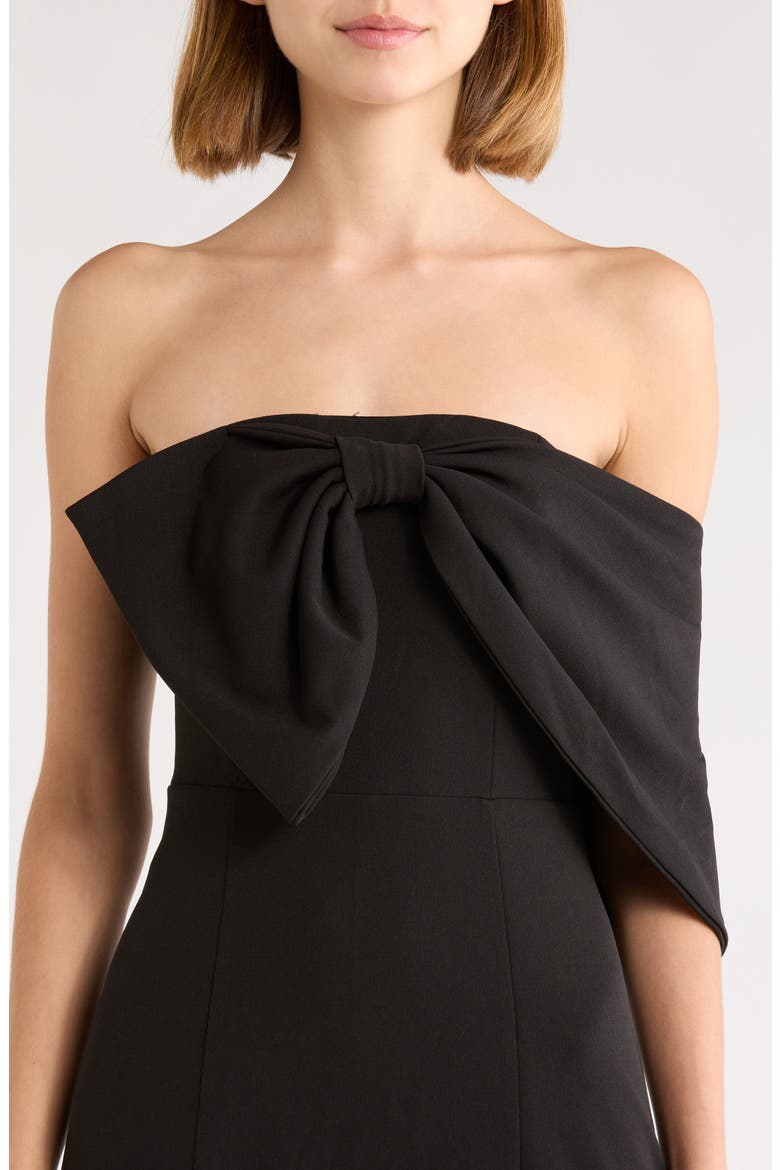 Vibiana Bow One-Shoulder Midi Dress, Alternate, color, BLACK