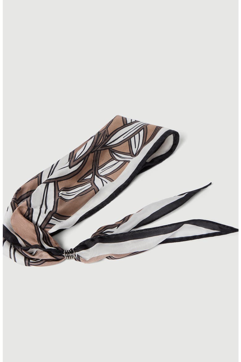 Cocoa leaves print foulard, Alternate, color, White