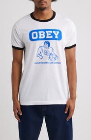 Obey Peace Movement Graphic Ringer T-Shirt
