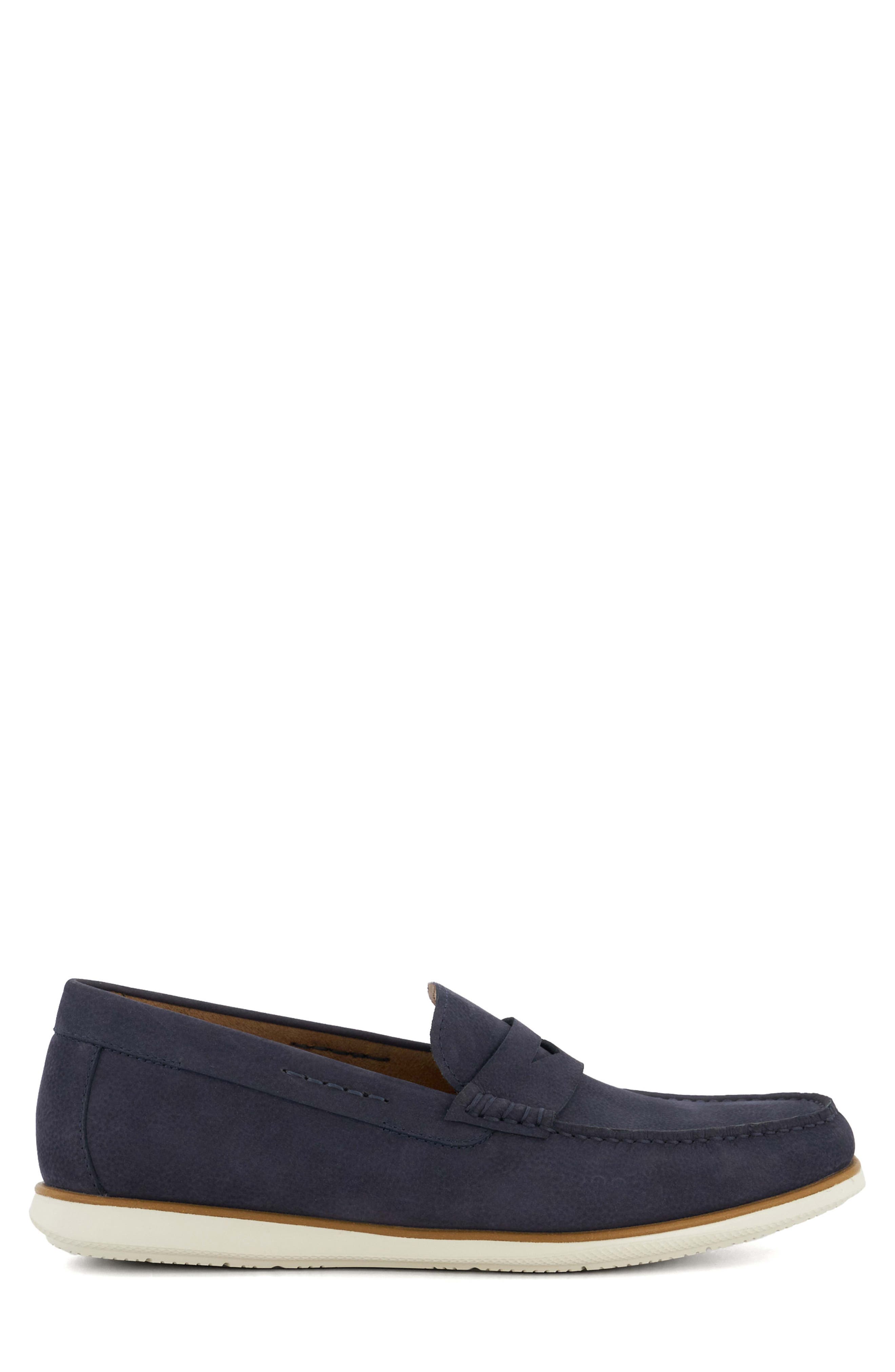 Dune London Berkly Penny Loafer, Alternate, color, Navy