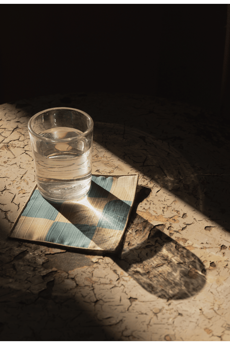 Checker Cocktail Napkins Set of 4, Alternate, color, SKY