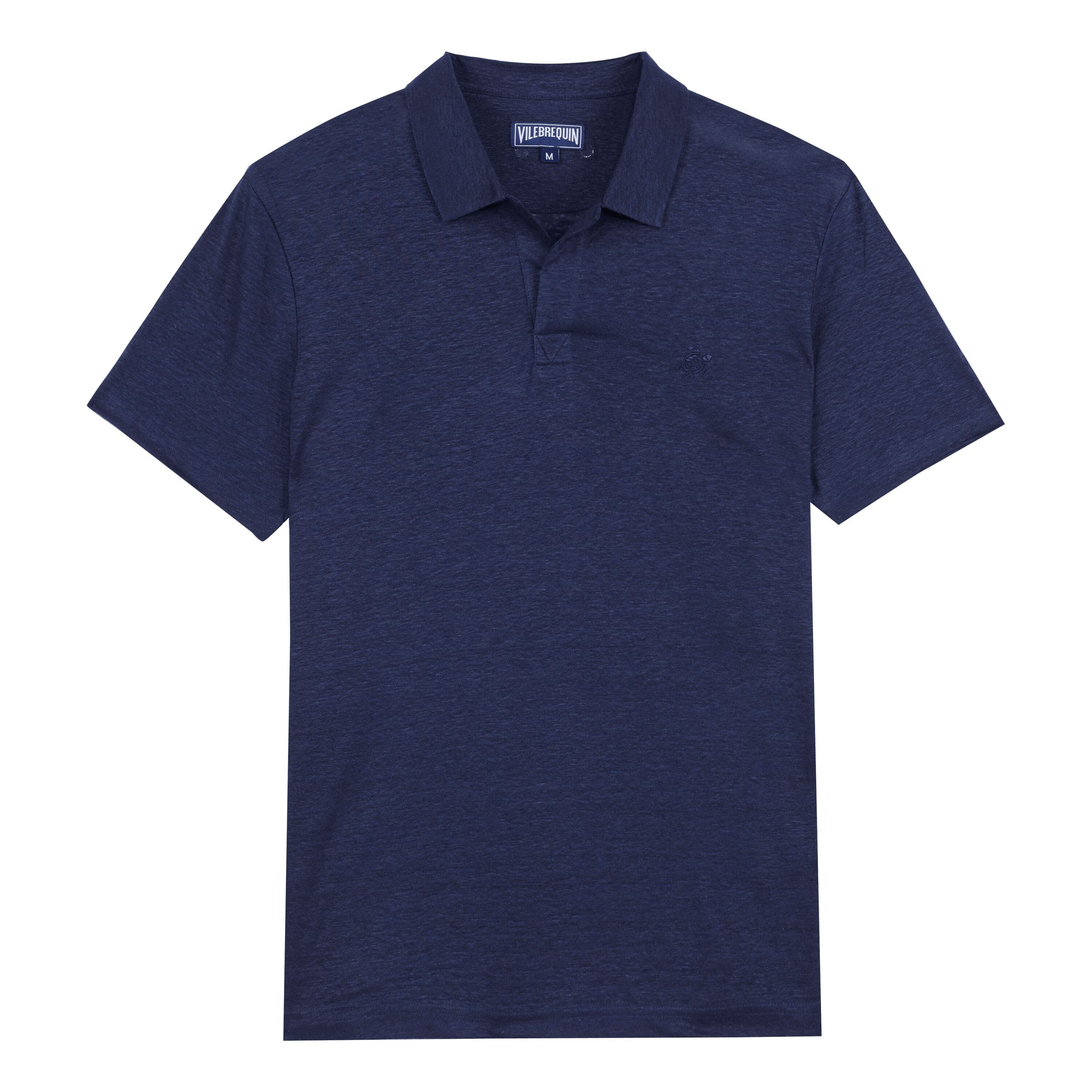 Men's Solid Linen Jersey Polo Shirt - image 3