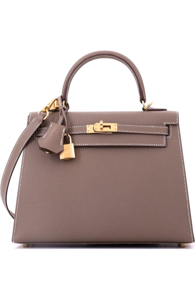 Pre-Owned Hermes Kelly Handbag Grey Epsom with Gold Hardware 25, Main, color, Etoupe