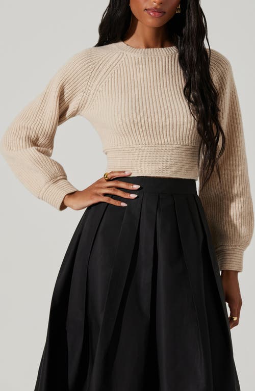 Astr The Label Eila Bow Back Wool Blend Crop Sweater In Neutral