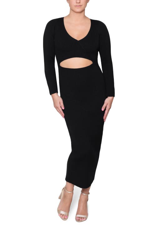 Rachel Rachel Roy Coraline Wrap Top Midi Sweater Dress In Black