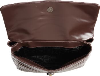 Large Edie Chevron Quilted Leather Top Handle Shoulder Bag