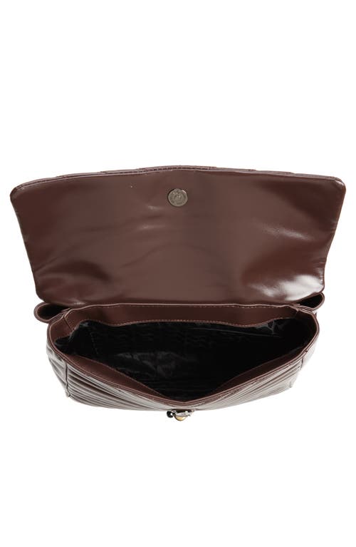 Rebecca Minkoff Large Edie Chevron Quilted Leather Top Handle Shoulder Bag In Brown