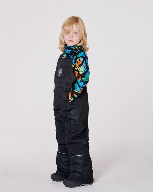 Deux Par Deux Kids Gender Inclusive Solid Play Overall Snow Bib In Black