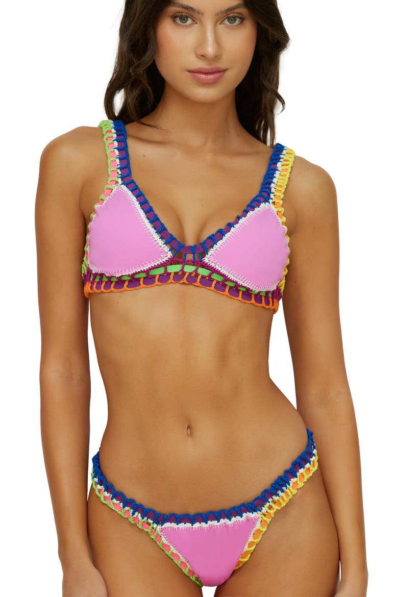 Colorful Whipstitch Trim Bikini Bottoms, Alternate, color, ULTRAVIOLET