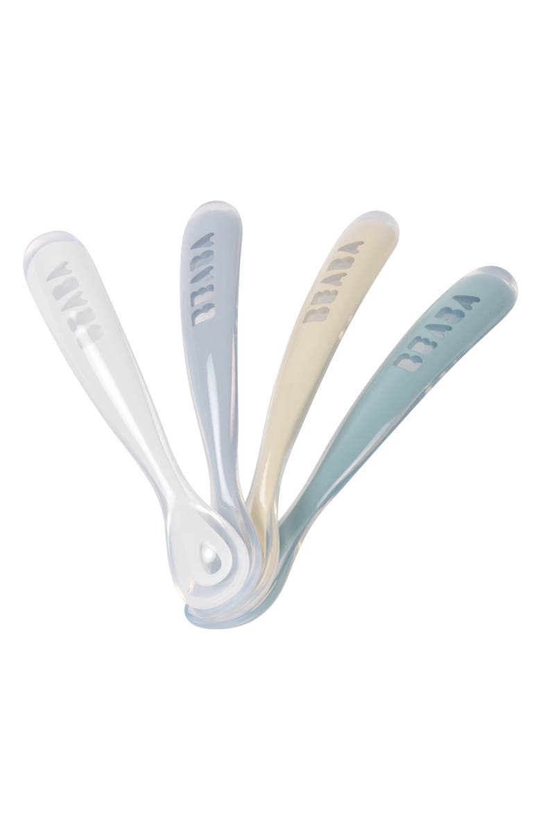 BEABA 4-Pack 1st Stage Silicone Spoons, Main, color, Pebble