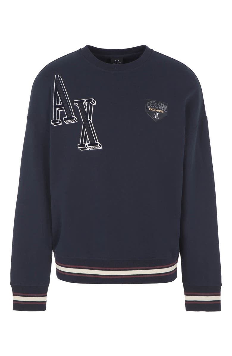 Armani Exchange Collegiate Logo Cotton Blend French Terry Sweatshirt, Main, color,